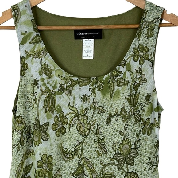 Vintage Y2K Green Chiffon Floral Patterned Lined Slip Dress Alternative Friends - Picture 3 of 11